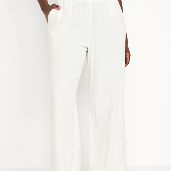 NWT OLD NAVY High-Waisted Linen-Blend Wide-Leg Pants Color: White Lili… - Picture 6 of 7